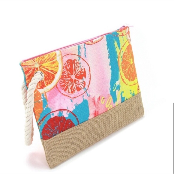 Lemon squeeze sunny wristlet clutch bag - Picture 3 of 4